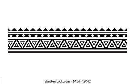 Polynesian tattoo design tribal border. Tribal design ethnic ornament maori band. Samoan Tattoo ribbon sleeve bracelet. Fabric seamless isolated hawaiian armband pattern on white background.