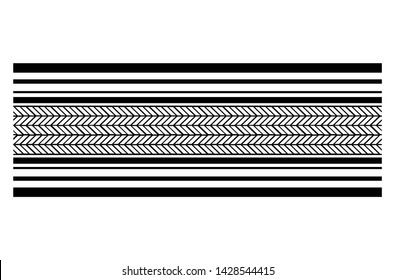 Polynesian tattoo design tribal border. Tribal design ethnic ornament maori band. Samoan Tattoo ribbon sleeve bracelet. Fabric seamless isolated hawaiian armband pattern on white background.