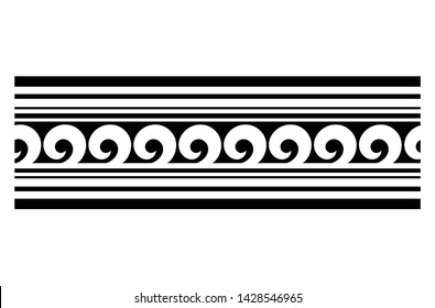 Polynesian tattoo design tribal border. Tribal design ethnic ornament maori band. Samoan Tattoo ribbon sleeve bracelet. Fabric seamless isolated hawaiian armband pattern on white background.