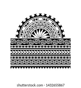 Polynesian tattoo design tribal border. Tribal design ethnic ornament maori band. Samoan Tattoo ribbon sleeve bracelet. Fabric seamless isolated hawaiian armband pattern on white background.