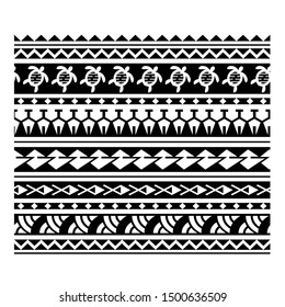 Polynesian tattoo design tribal border. Tribal design ethnic ornament maori band. Samoan Tattoo ribbon sleeve bracelet. Fabric seamless isolated hawaiian armband pattern on white background.
