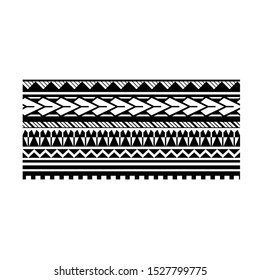 Polynesian tattoo design tribal border. Tribal design ethnic ornament maori band. Samoan Tattoo ribbon sleeve bracelet. Fabric seamless isolated hawaiian armband pattern on white background.