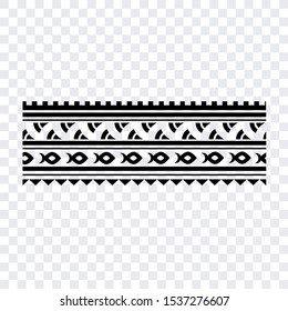 Polynesian tattoo design tribal border. Tribal design ethnic ornament maori band. Samoan Tattoo ribbon sleeve bracelet. Fabric seamless isolated hawaiian armband pattern on white background.