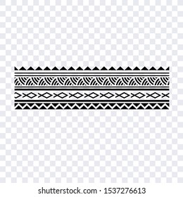 Polynesian tattoo design tribal border. Tribal design ethnic ornament maori band. Samoan Tattoo ribbon sleeve bracelet. Fabric seamless isolated hawaiian armband pattern on white background.