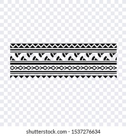 Polynesian tattoo design tribal border. Tribal design ethnic ornament maori band. Samoan Tattoo ribbon sleeve bracelet. Fabric seamless isolated hawaiian armband pattern on white background.