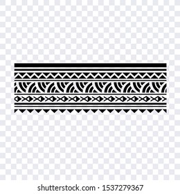 Polynesian tattoo design tribal border. Tribal design ethnic ornament maori band. Samoan Tattoo ribbon sleeve bracelet. Fabric seamless isolated hawaiian armband pattern on white background.