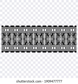 Polynesian tattoo design tribal border. Tribal design ethnic ornament maori band. Samoan Tattoo ribbon sleeve bracelet. Fabric seamless isolated hawaiian armband pattern on white background. 