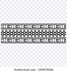 Polynesian tattoo design tribal border. Tribal design ethnic ornament maori band. Samoan Tattoo ribbon sleeve bracelet. Fabric seamless isolated hawaiian armband pattern on white background. 