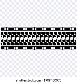 Polynesian tattoo design tribal border. Tribal design ethnic ornament maori band. Samoan Tattoo ribbon sleeve bracelet. Fabric seamless isolated hawaiian armband pattern on white background. 