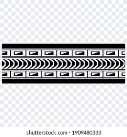 Polynesian tattoo design tribal border. Tribal design ethnic ornament maori band. Samoan Tattoo ribbon sleeve bracelet. Fabric seamless isolated hawaiian armband pattern on white background. 