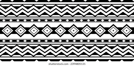Polynesian tattoo design tribal border. Tribal design ethnic ornament maori band. Samoan Tattoo ribbon sleeve bracelet. Fabric seamless isolated hawaiian armband pattern on white background. 