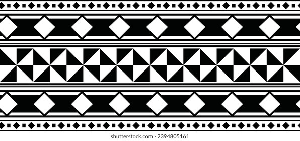 Polynesian tattoo design tribal border. Tribal design ethnic ornament maori band. Samoan Tattoo ribbon sleeve bracelet. Fabric seamless isolated hawaiian armband pattern on white background. 