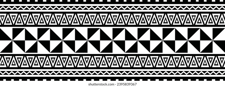 Polynesian tattoo design tribal border. Tribal design ethnic ornament maori band. Samoan Tattoo ribbon sleeve bracelet. Fabric seamless isolated hawaiian armband pattern on white background. 