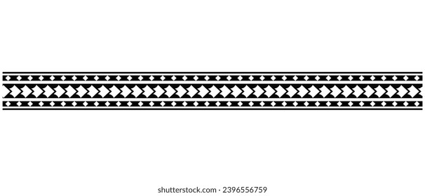 Polynesian tattoo design tribal border. Tribal design ethnic ornament maori band. Samoan Tattoo ribbon sleeve bracelet. Fabric seamless isolated hawaiian armband pattern on white background. 