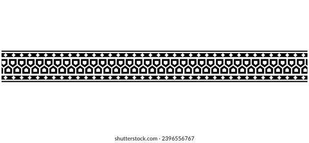 Polynesian tattoo design tribal border. Tribal design ethnic ornament maori band. Samoan Tattoo ribbon sleeve bracelet. Fabric seamless isolated hawaiian armband pattern on white background. 