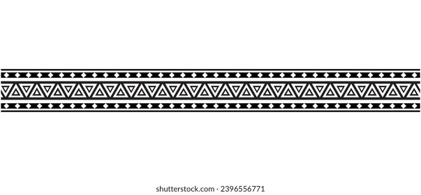 Polynesian tattoo design tribal border. Tribal design ethnic ornament maori band. Samoan Tattoo ribbon sleeve bracelet. Fabric seamless isolated hawaiian armband pattern on white background. 
