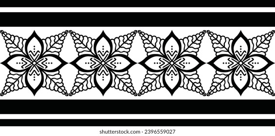 Polynesian tattoo design tribal border. Tribal design ethnic ornament maori band. Samoan Tattoo ribbon sleeve bracelet. Fabric seamless isolated hawaiian armband pattern on white background. 