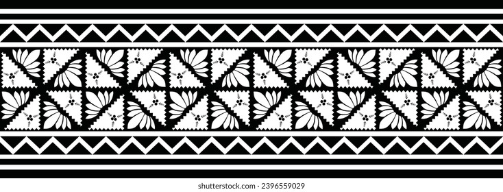 Polynesian tattoo design tribal border. Tribal design ethnic ornament maori band. Samoan Tattoo ribbon sleeve bracelet. Fabric seamless isolated hawaiian armband pattern on white background. 