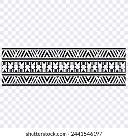 Polynesian tattoo design tribal border. Tribal design ethnic ornament maori band. Samoan Tattoo ribbon sleeve bracelet. Fabric seamless isolated hawaiian armband pattern on white background. 