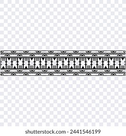 Polynesian tattoo design tribal border. Tribal design ethnic ornament maori band. Samoan Tattoo ribbon sleeve bracelet. Fabric seamless isolated hawaiian armband pattern on white background. 