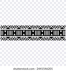 Polynesian tattoo design tribal border. Tribal design ethnic ornament maori band. Samoan Tattoo ribbon sleeve bracelet. Fabric seamless isolated hawaiian armband pattern on white background. 