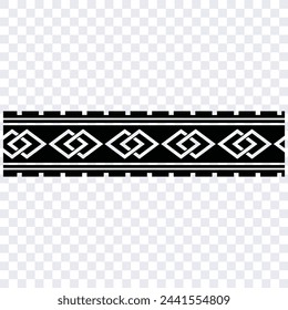 Polynesian tattoo design tribal border. Tribal design ethnic ornament maori band. Samoan Tattoo ribbon sleeve bracelet. Fabric seamless isolated hawaiian armband pattern on white background. 