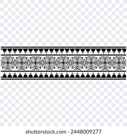 Polynesian tattoo design tribal border. Tribal design ethnic ornament maori band. Samoan Tattoo ribbon sleeve bracelet. Fabric seamless isolated hawaiian armband pattern on white background. 
