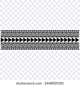 Polynesian tattoo design tribal border. Tribal design ethnic ornament maori band. Samoan Tattoo ribbon sleeve bracelet. Fabric seamless isolated hawaiian armband pattern on white background. 