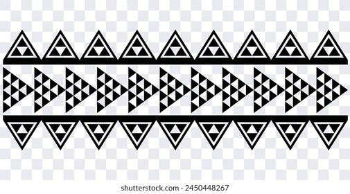 Polynesian tattoo design tribal border. Tribal design ethnic ornament maori band. Samoan Tattoo ribbon sleeve bracelet. Fabric seamless isolated hawaiian armband pattern on white background. 
