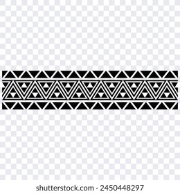 Polynesian tattoo design tribal border. Tribal design ethnic ornament maori band. Samoan Tattoo ribbon sleeve bracelet. Fabric seamless isolated hawaiian armband pattern on white background. 