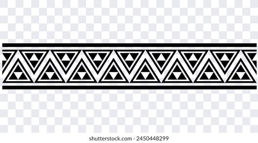 Polynesian tattoo design tribal border. Tribal design ethnic ornament maori band. Samoan Tattoo ribbon sleeve bracelet. Fabric seamless isolated hawaiian armband pattern on white background. 