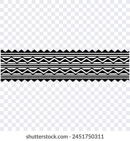 Polynesian tattoo design tribal border. Tribal design ethnic ornament maori band. Samoan Tattoo ribbon sleeve bracelet. Fabric seamless isolated hawaiian armband pattern on white background. 