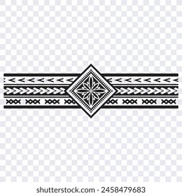 Polynesian tattoo design tribal border. Tribal design ethnic ornament maori band. Samoan Tattoo ribbon sleeve bracelet. Fabric seamless isolated hawaiian armband pattern on white background. 