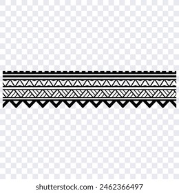 Polynesian tattoo design tribal border. Tribal design ethnic ornament maori band. Samoan Tattoo ribbon sleeve bracelet. Fabric seamless isolated hawaiian armband pattern on white background. 