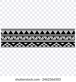 Polynesian tattoo design tribal border. Tribal design ethnic ornament maori band. Samoan Tattoo ribbon sleeve bracelet. Fabric seamless isolated hawaiian armband pattern on white background. 