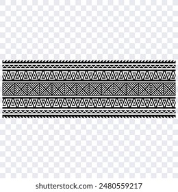 Polynesian tattoo design tribal border. Tribal design ethnic ornament maori band. Samoan Tattoo ribbon sleeve bracelet. Fabric seamless isolated hawaiian armband pattern on white background. 