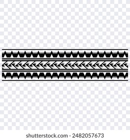Polynesian tattoo design tribal border. Tribal design ethnic ornament maori band. Samoan Tattoo ribbon sleeve bracelet. Fabric seamless isolated hawaiian armband pattern on white background. 