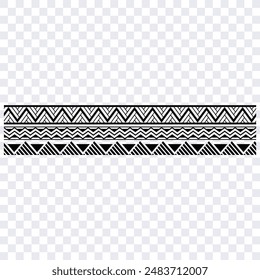 Polynesian tattoo design tribal border. Tribal design ethnic ornament maori band. Samoan Tattoo ribbon sleeve bracelet. Fabric seamless isolated hawaiian armband pattern on white background. 