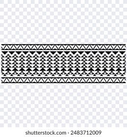 Polynesian tattoo design tribal border. Tribal design ethnic ornament maori band. Samoan Tattoo ribbon sleeve bracelet. Fabric seamless isolated hawaiian armband pattern on white background. 