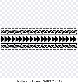 Polynesian tattoo design tribal border. Tribal design ethnic ornament maori band. Samoan Tattoo ribbon sleeve bracelet. Fabric seamless isolated hawaiian armband pattern on white background. 