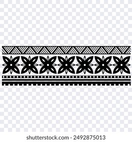 Polynesian tattoo design tribal border. Tribal design ethnic ornament maori band. Samoan Tattoo ribbon sleeve bracelet. Fabric seamless isolated hawaiian armband pattern on white background. 