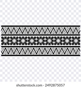 Polynesian tattoo design tribal border. Tribal design ethnic ornament maori band. Samoan Tattoo ribbon sleeve bracelet. Fabric seamless isolated hawaiian armband pattern on white background. 
