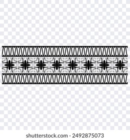 Polynesian tattoo design tribal border. Tribal design ethnic ornament maori band. Samoan Tattoo ribbon sleeve bracelet. Fabric seamless isolated hawaiian armband pattern on white background. 