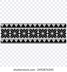 Polynesian tattoo design tribal border. Tribal design ethnic ornament maori band. Samoan Tattoo ribbon sleeve bracelet. Fabric seamless isolated hawaiian armband pattern on white background. 