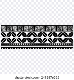 Polynesian tattoo design tribal border. Tribal design ethnic ornament maori band. Samoan Tattoo ribbon sleeve bracelet. Fabric seamless isolated hawaiian armband pattern on white background. 