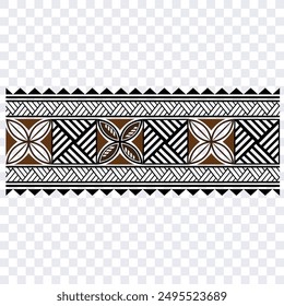 Polynesian tattoo design tribal border. Tribal design ethnic ornament maori band. Samoan Tattoo ribbon sleeve bracelet. Fabric seamless isolated hawaiian armband pattern on white background. 