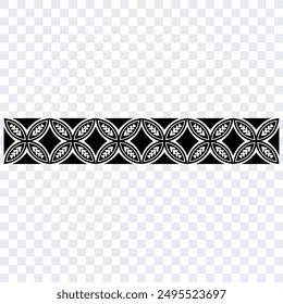 Polynesian tattoo design tribal border. Tribal design ethnic ornament maori band. Samoan Tattoo ribbon sleeve bracelet. Fabric seamless isolated hawaiian armband pattern on white background. 