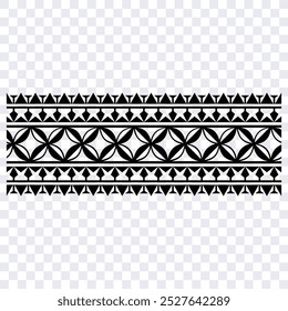 Polynesian tattoo design tribal border. Tribal design ethnic ornament maori band. Samoan Tattoo ribbon sleeve bracelet. Fabric seamless isolated hawaiian armband pattern on white background. 