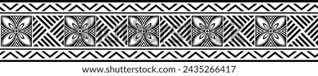 Polynesian tattoo design tribal border. Tribal design ethnic ornament maori band. Samoan Tattoo ribbon sleeve bracelet. Fabric seamless isolated hawaiian armband pattern on white background. 