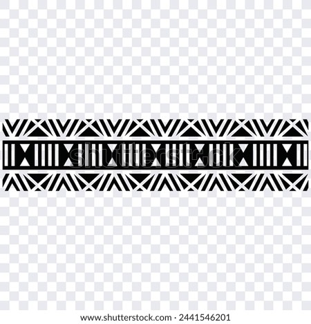 Polynesian tattoo design tribal border. Tribal design ethnic ornament maori band. Samoan Tattoo ribbon sleeve bracelet. Fabric seamless isolated hawaiian armband pattern on white background. 